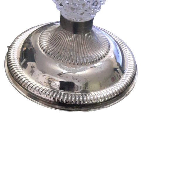 Vintage Silverplated Hobnail Glass Candelabra Set (2) LaPierre France 8.5" 1970s - Picture 8 of 9